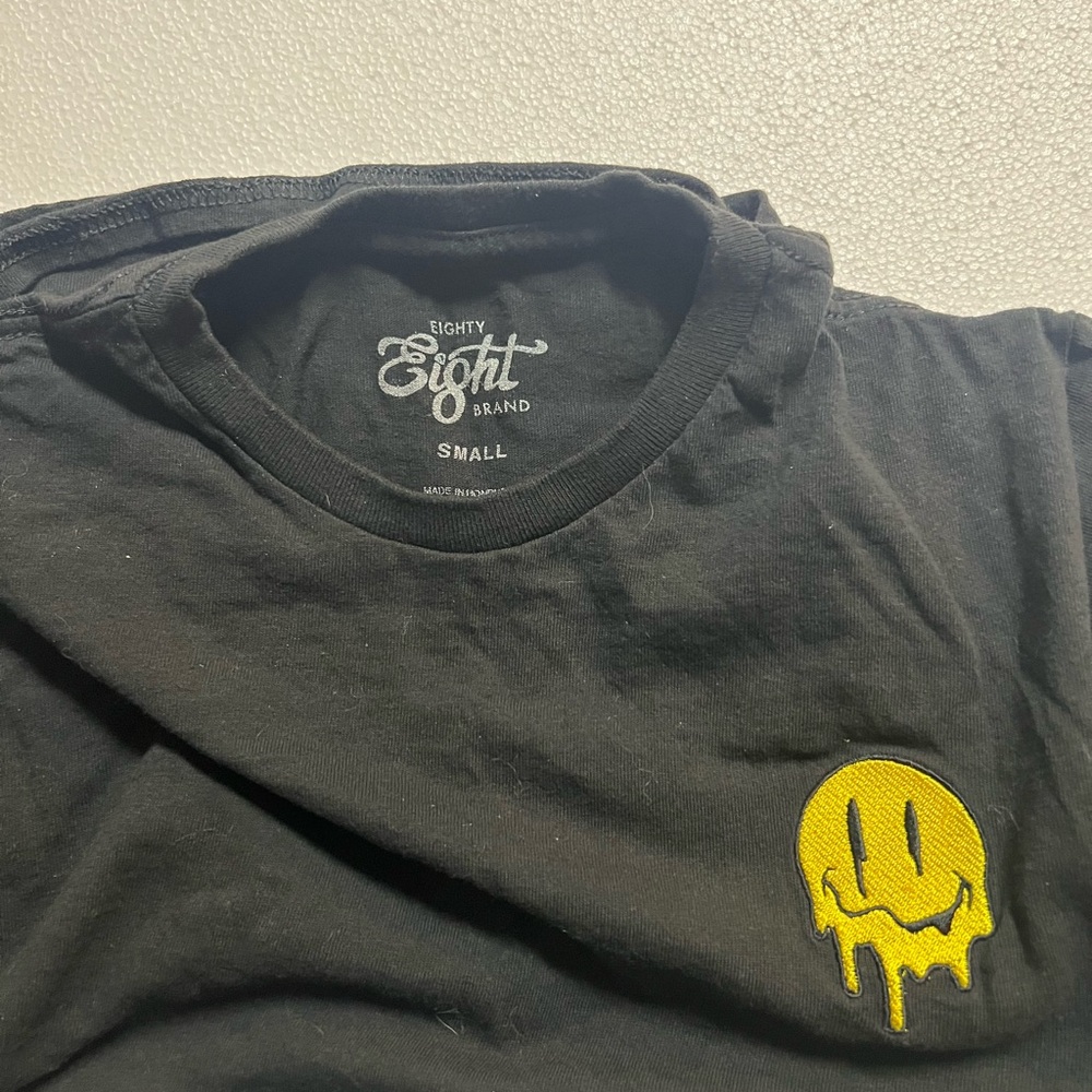 Eighty Eight Black Tee with Yellow Smiley